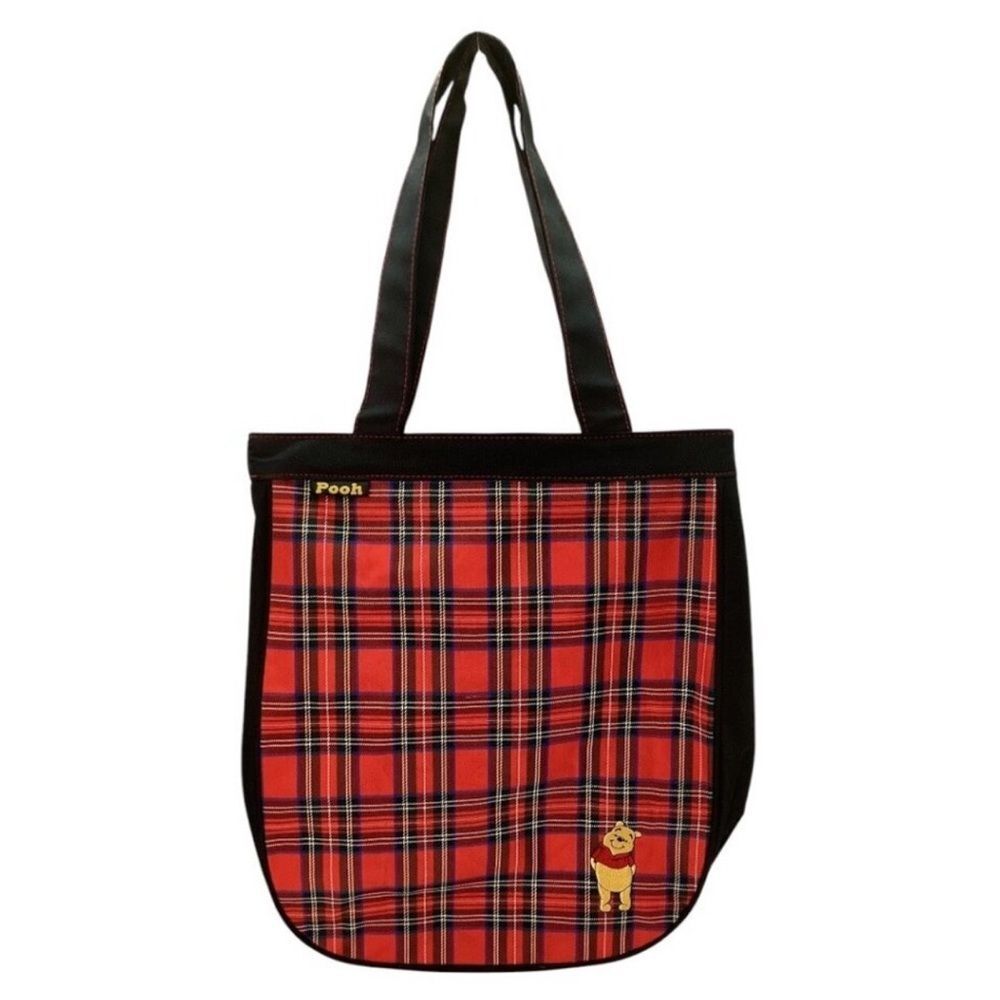 Disney Winnie The Pooh Red & Black Plaid Tote Bag‎ Excellent condition